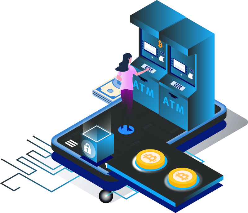 Woman Using Bitcoin ATM